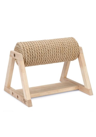 Modern Ahşap Kedi Tırmalama Oyuncağı - Döner Silindir