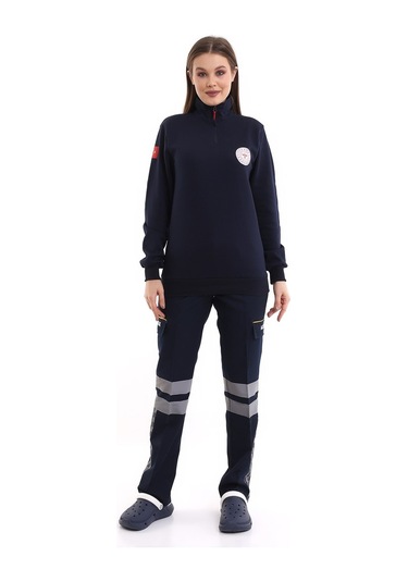 112 Acil Sağlık Sweatshırt Kışlık Balıkçı Yaka Lacivert -7339