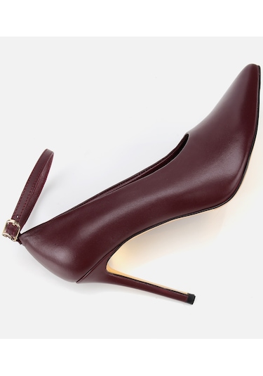 Hotiç Kadın Deri Bordo Bilekten Bağlamalı Gold Detaylı Yüksek Topuklu Stiletto 01ayh316600a788 01ayh316600a788 Bordo
