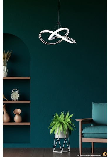 Modern Tekli Sarkıt Power Led Avize Siyah Beyaz Işık Ledli Avize Siyah