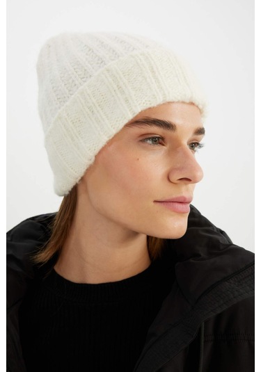 Defacto Kadın Triko Bere Y1090AZ24WNWT1 Beyaz