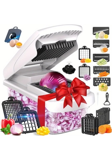 Techbloom 15 İn 1 Çok Amaçlı Mutfak Doğrama Aleti White Ev Yemekleri Dilimleme Rendeleme Ve Öğütme İçin 15 Uygulama Parti Toplantı Ve Noel İçin 1 Parça