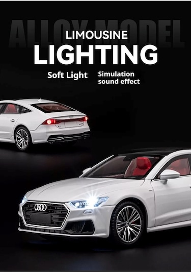 Scowetto Audi A7 Araba 1:24 Diecast Metal Model Araba Koleksiyon Araba Sesli Işıklı 21 Cm Oyuncak Araba