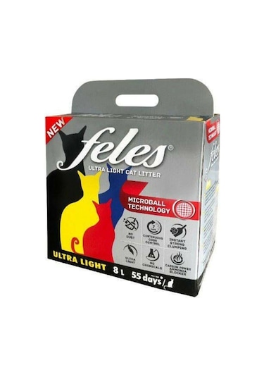 Feles Ultra Light Karbonlu Topaklaşan Kedi Kumu 4 x 8 L