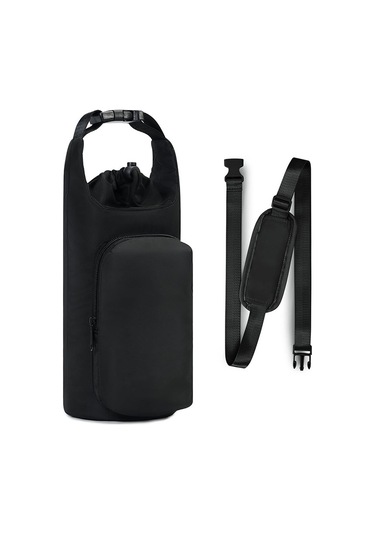 Ayarlanabilir Omuz Askılı Yalıtımlı Su Şişesi Çantası Siyah