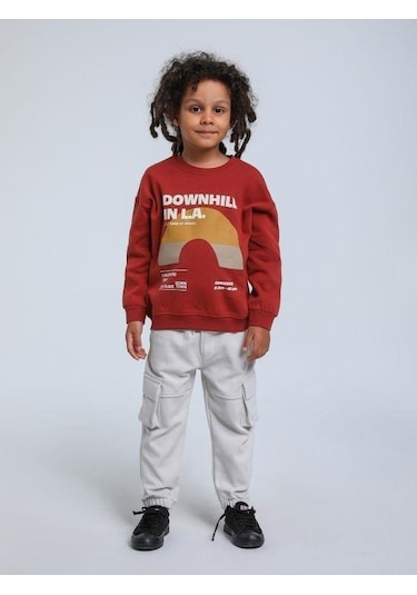 Jack Lions Erkek Bebek Downhill Yazılı Sweatshirt-14342 Kiremit