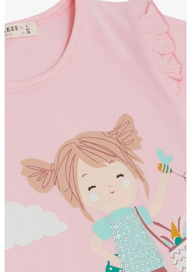 Breeze Kız Çocuk Kapri Taytlı Takım Çifti Kız Baskılı 1-4 Yaş, Pembe-pembe Pembe