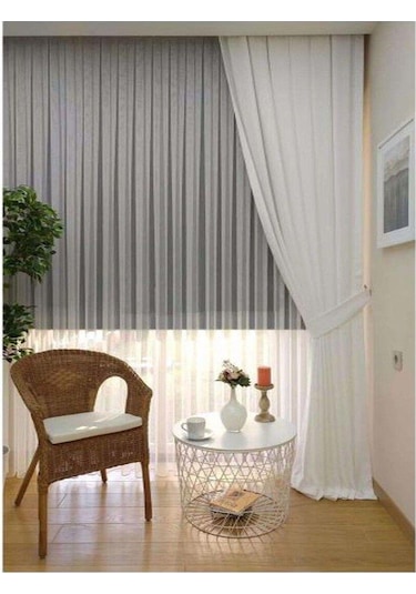 Beyaz Ada Fon Perde Normal Pile 1'e 2,5 Pile-beyaz Beyaz