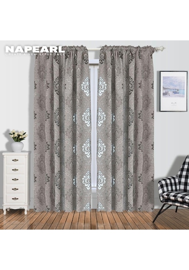 Gri 1 Adet Napearl Moda Jakarlı Tül Perde Avrupa Tarzı Şeffaf Kahverengi Gri Perde Mutfak Oturma Odası Ev Dekor İçin W100 X L260cm