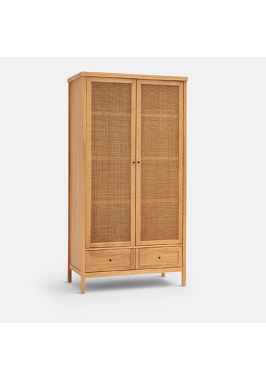 Altea Rattan Detaylı Masif Gardırop Ahşap