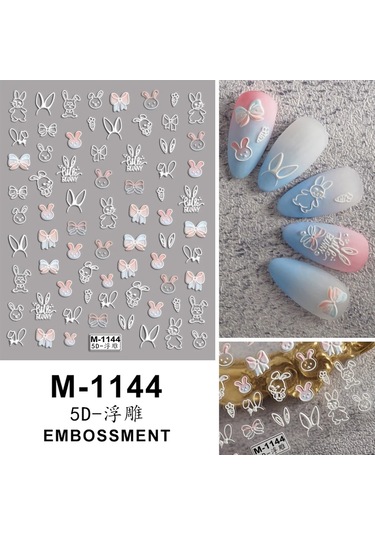 Nail Art Etiketler Çıkartmaları 5d Kabartmalı Kendinden Yapışkanlı Karikatür Çiçek Kelebek Yıldız Tırnak Çıkartmaları Kahverengi Kırmızı