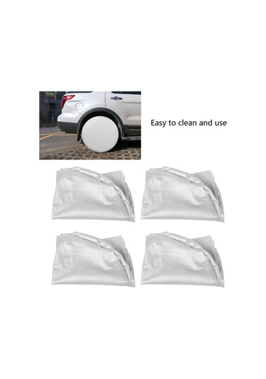 Yaozixa 4 Adet Gümüş 27-29 İnç Suv, Karavan, Jeep Lastik Koruması - Dayanıklı Poliester, Güneş/su/toz Proof, Kolay Temizlenir