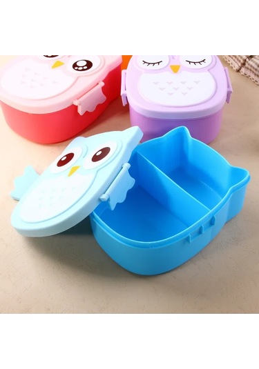 Taşınabilir Plastik Çocuk Öğrenciler Öğle Yemeği Kutusu Bento Açık Mavi - Pembe