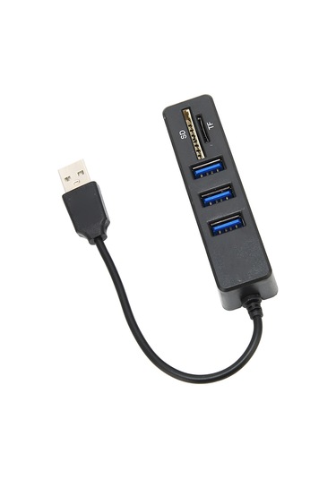 Xindoker Usb 2.0 3 Port Hub + Tf/sd Kart Okuyucu, 480mbps Hızlı Veri Transferi, Plug & Play, Siyah Abs Malzeme, Geniş Uyumlu Çok İşlevli Çevirici