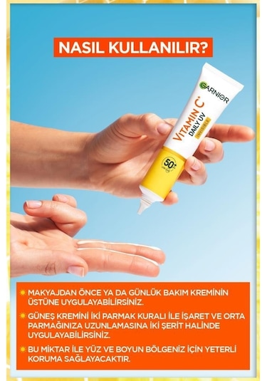 Garnier Vitamin C Daily Uv Invisible Günlük Koruyucu Yüz Güneş Kremi SPF50+ 40 ML
