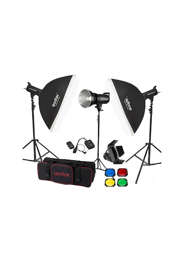 Godox SK400 II W/S 3'lü Paraflaş Set + Seyyar Fon Perde 3x3 Metre