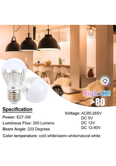 Sones E27 3w 300 Lümen Led Küresel Dik Ampul, Voltaj: Dc 5v Doğal Beyaz Işık
