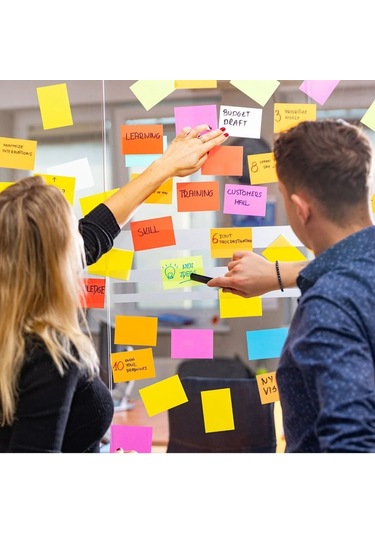 Elektrostatik Yapışkanlı Akıllı Not Kağıdı Seti 7x10 Cm 50 Sayfa Pratik Ofis Not Defteri 8 Renk Çok  Renkli