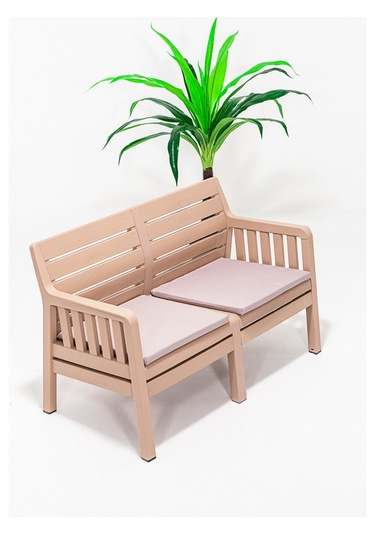 Lara Minderli İkili Bahçe Balkon Teras Koltuğu - Cappucino