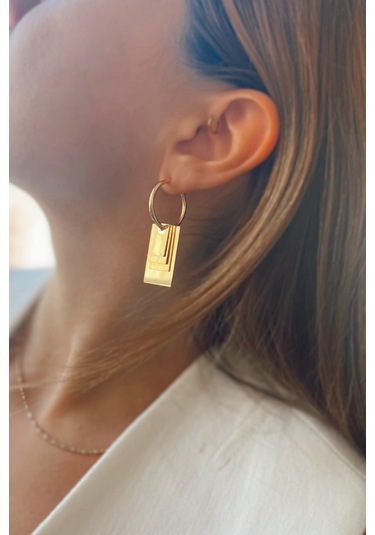 Kadın Çelik Sallantılı Halka Küpe Altın