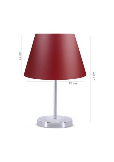 Art Krom Gövdeli Abajur Bordo Şapkalı Bordo