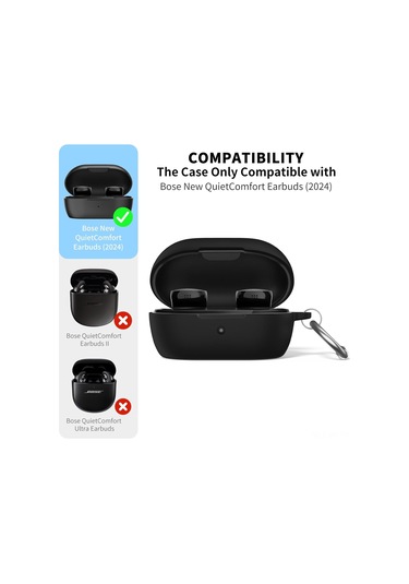 Vkemall Bose Quietcomfort Yeni Nesil Kulaklık İçin Silikon Korumalı Kılıf: Toz Engelleme Ve Kanca İle Siyah