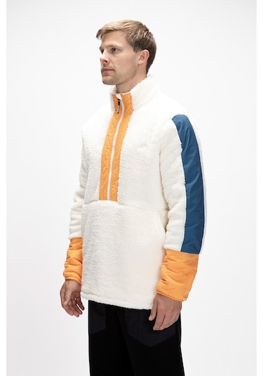 Bomb Marshmallow Yarım Fermuarlı Erkek Polar Beyaz