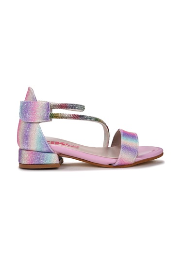 Kiko Kids Yada Kum Simli Kız Bebek 2 Cm Topuklu Sandalet Abiye Ayakkabı Gök Kuşağı Gök Kuşağı