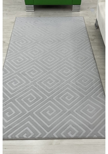 Lüle Halı Delüx Kabartmalı Düz Renk Üstün Kalite De Kaymaz Tabanlı Yolluk Halı Gri