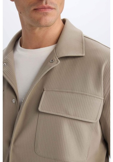 DeFacto Relax Fit Polo Yaka Çıtçıtlı Cepli Gömlek Ceket D7281AX25SPKH400