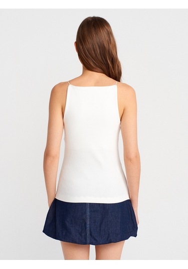 Dilvin 21020 Halter Yaka Top-ekru Ekru
