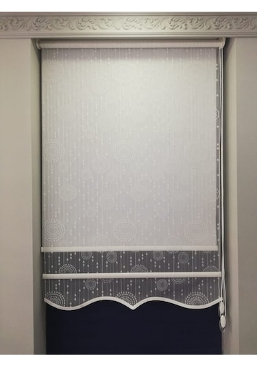 Perde Ay Desen Tül&Stor Çift Mekanizma Perde Etek Dil...