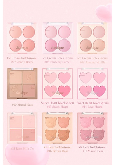 Dasique Karıştırılabilir Renk Tonlarına Sahip 4lü Allık Paleti Blending Mood Cheek 13 Sweet Heart 13 Sweet Heart