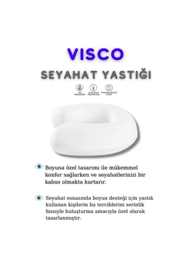 Autofresh Seyahat Yastığı Visco Ortopedik Boyun Yastığı Yumuşak Araç Boyunluğu