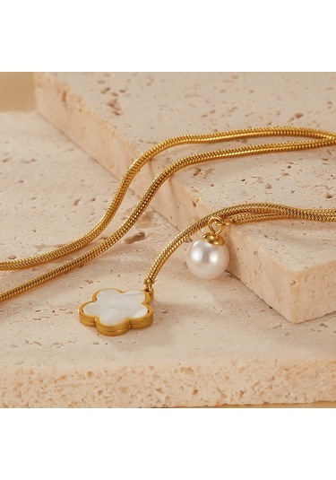 Sones Opk Gx2426 Basit Paslanmaz Çelik Çiçek İnci Kolye Püskül Kolye Çok Renkli