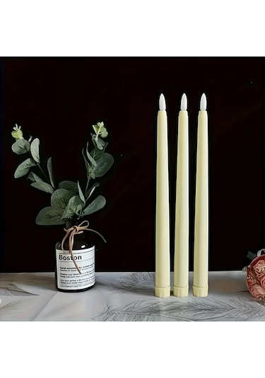 Willowhaven 6 Adet Beyaz Led Flamalı Pil İle Çalışan Dekoratif Mum - Yemek Masası, Parti, Düğün Beyaz