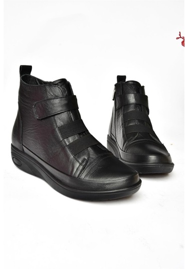 Fox Shoes R555001103 Siyah Hakiki Deri Comfort Ortopedik Taban Kadın Bot Siyah-hakiki Deri Siyah