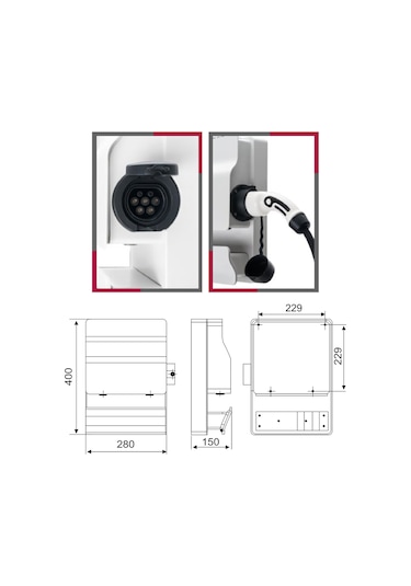 Mutlusan 001 191 022002 00 00 Chargebox 22 KW Kablolu Araç Şarj İstasyonu