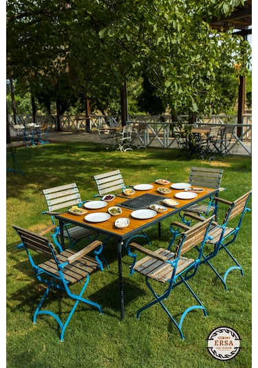 Katlanır Model Mangallı Masa Ahşap