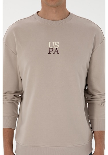 U.S. Polo Assn. Erkek Comfort Fit Bisiklet Yaka Taş Basic Sweatshirt 50313760-VR049