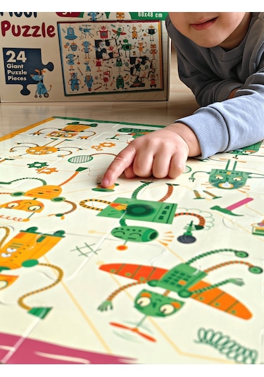 Doerkids Baby Puzzle Dev Robotlar Puzzle Jumbo Yer Puzzle Robots 24 Parça