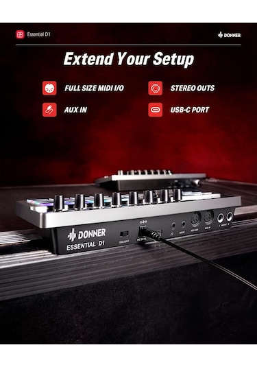 Donner Essential D1 Performance Beat Machine, Step Sequencer&amp Finger Drum Machine