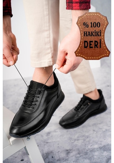 Muggo Fire Garantili Erkek Günlük Klasik Hakiki Deri Casual Rahat Ortopedik Ayakkabı 001