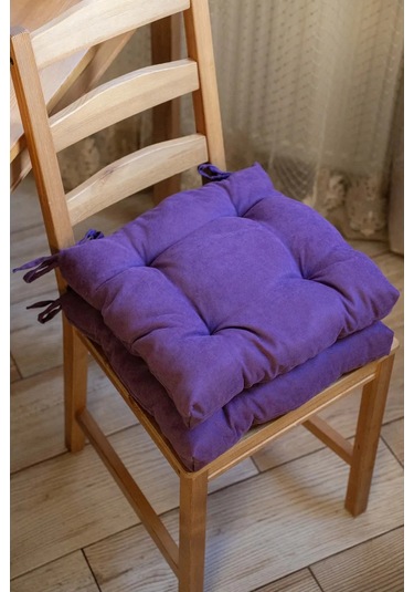 Slavıca Sandalyeye Takılan Bağcıklı Kare Yastık 40x40cm 363124947 Violet