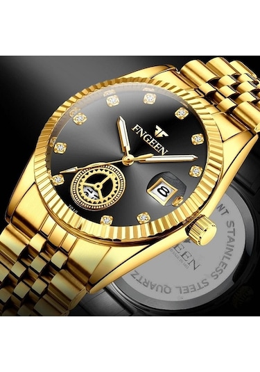 Novahub Fngeen 7010 Orta Yaşlı Erkekler Aydınlık Takvim Kuvars Saat Altın Altın Yüzey Arasında Çok Renkli Çok Renkli