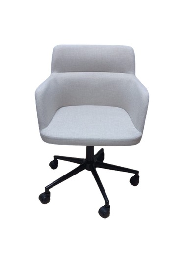 Sekreter Sandalyesi Döküm Süngerli Krem Renk Keten Kumaş