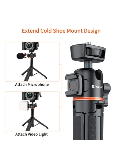 Puluz 360 Derece Top Kafa Soğuk Ayakkabı Selfie Çubuk Tripod