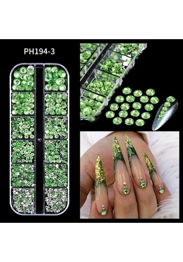 My Topped Pembe 12 Izgaralı Lüks Tırnak Kristal Sarı Renkli Manikür Dekorasyon Taşları Diy Elma