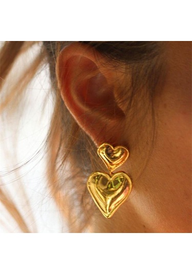 Altın Metalik Küpe Bayan Çok Renkli