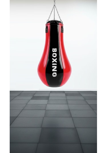Spor Byfit Salon Tipi Özel Tasarım Armut Modelli Boks Torbası Kırmızı - Siyah